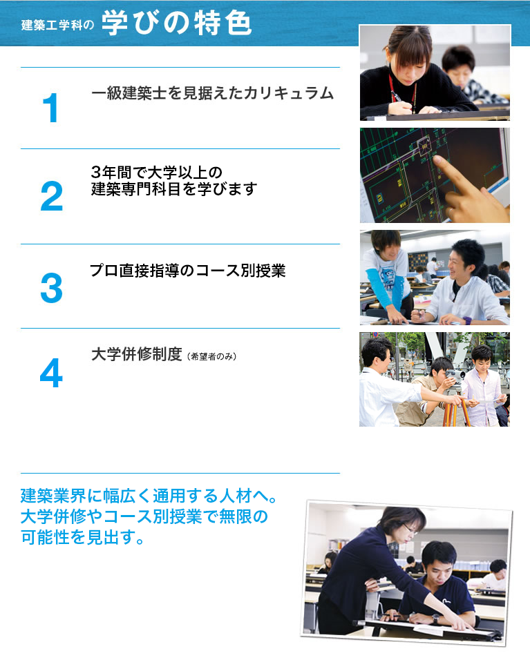 建築工学科の3つのポイント